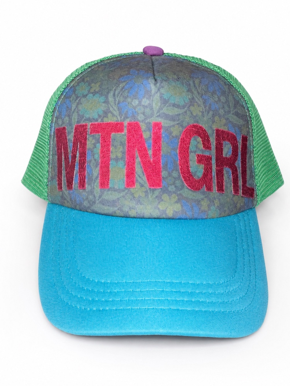 Natural Life MTN GRL Floral Trucker Hat Mesh Snapback Teal Green Women’s - Picture 5 of 5